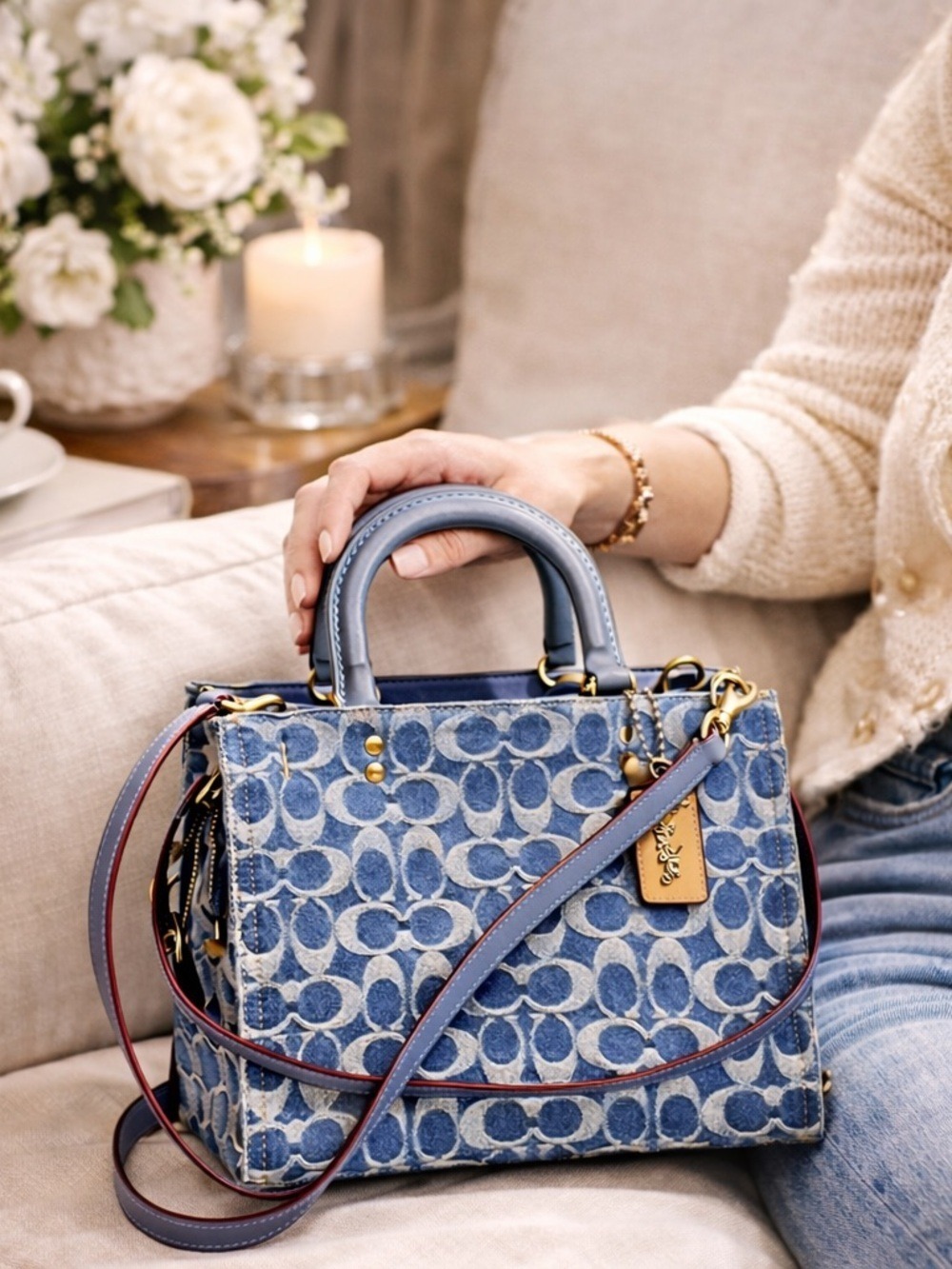 NEW Coach Rogue 25 Signature Denim Satchel Crossbody Bag CR691 NWOT - Picture 13 of 16